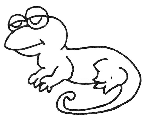 Six cute lizard simple drawing pictures