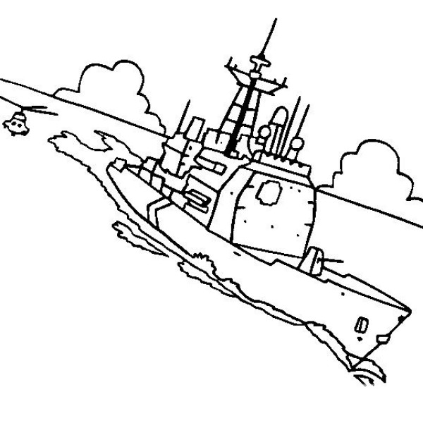 Simple drawing of transportation vehicle Simple drawing picture of Ticonderoga-class cruiser