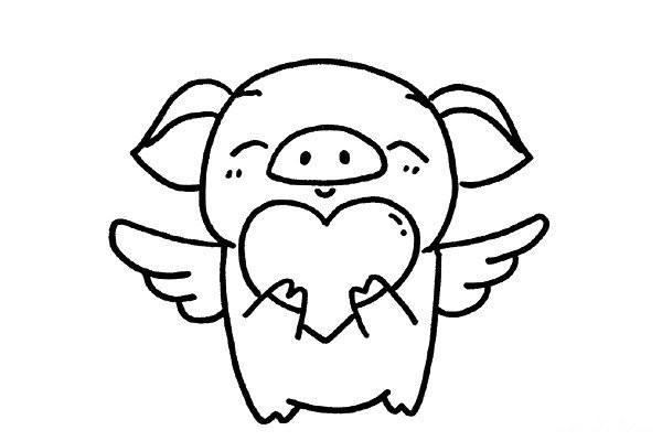 How to draw a loving piggy angel