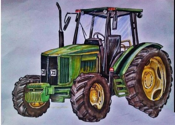 Childrens drawings cool tractor