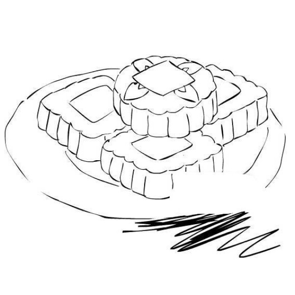 Cartoon Mid-Autumn Festival Mooncake Simple Drawing Picture