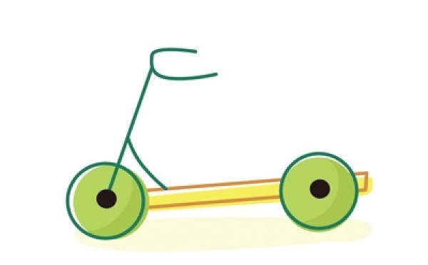 The decomposition steps of drawing a simple scooter