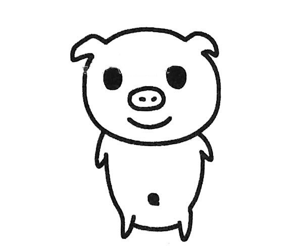 Six cute little pig simple drawing pictures