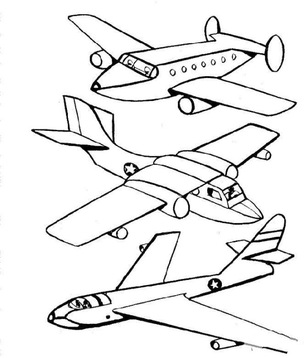 Simple drawing pictures of various aircraft models