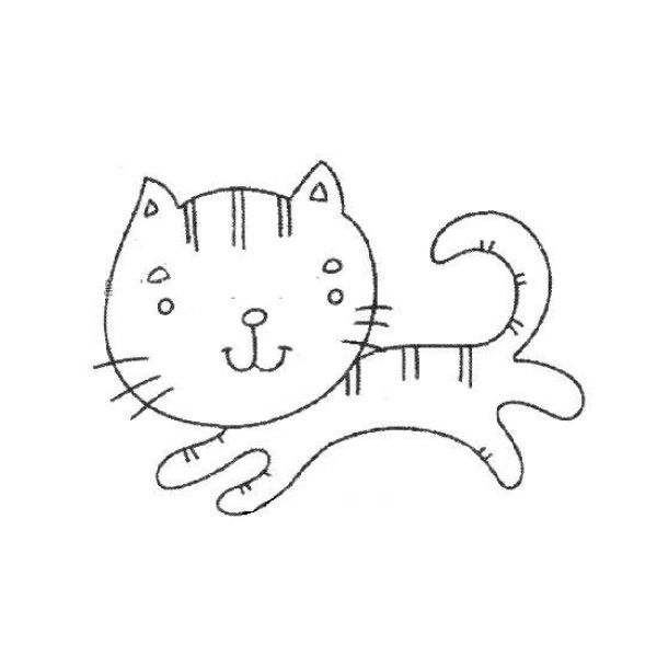 A set of cute kitten simple drawing pictures