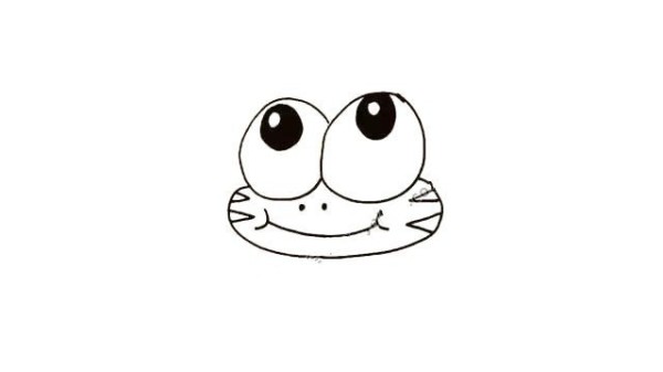 Draw a cute frog with big eyes