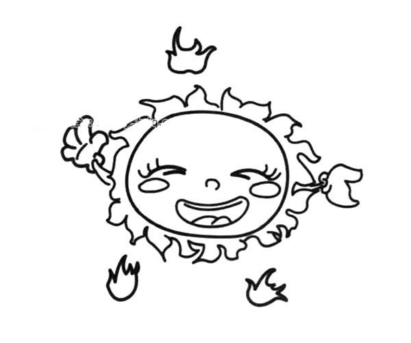 Simple drawing of the fiery sun