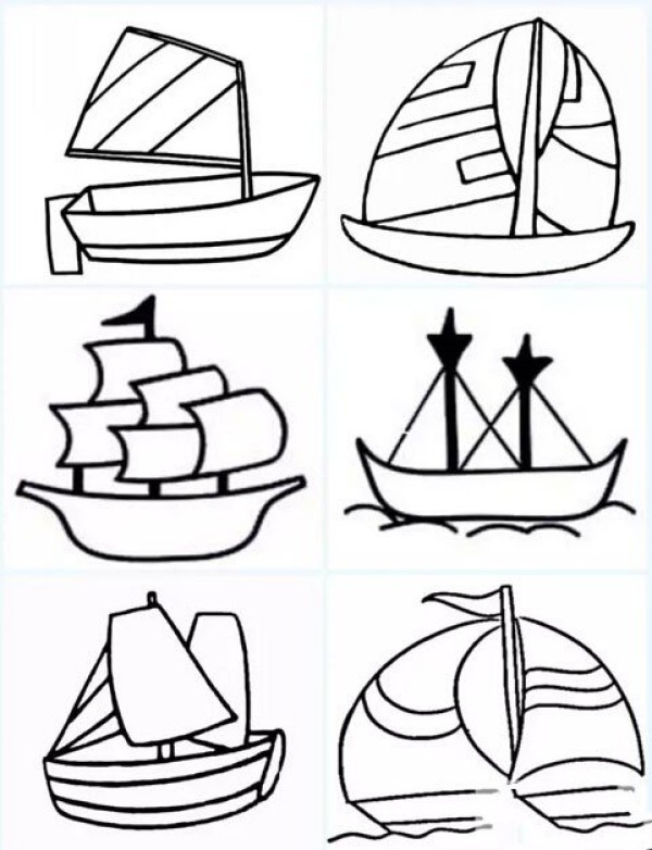 Simple drawing methods of several sailboats