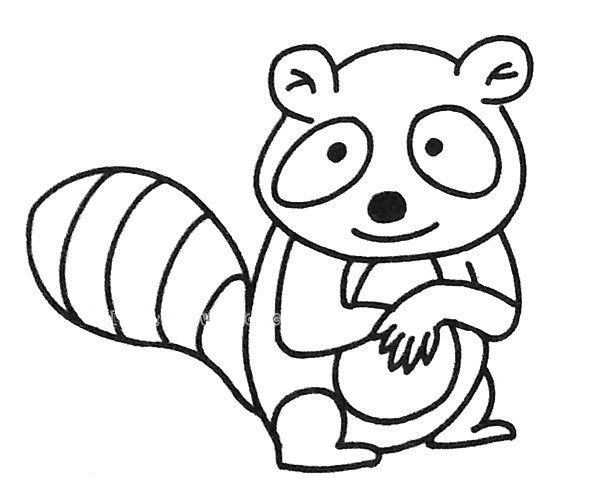 Six cute simple drawing pictures of raccoons