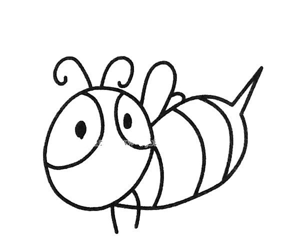 A set of cute cartoon bee simple drawing pictures