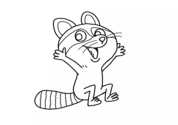 How to draw a little raccoon in simple strokes