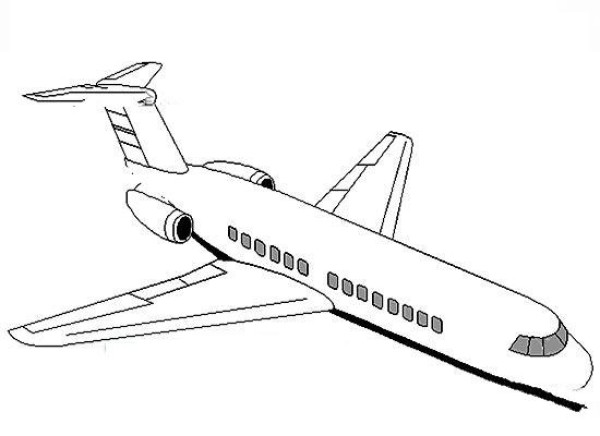 Simple drawing pictures of civil passenger aircraft