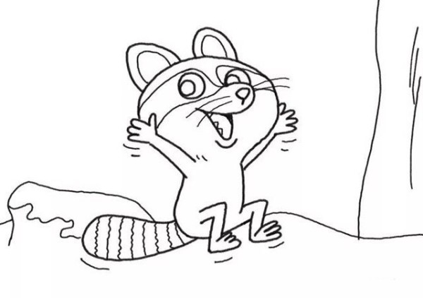 How to draw a little raccoon in simple strokes