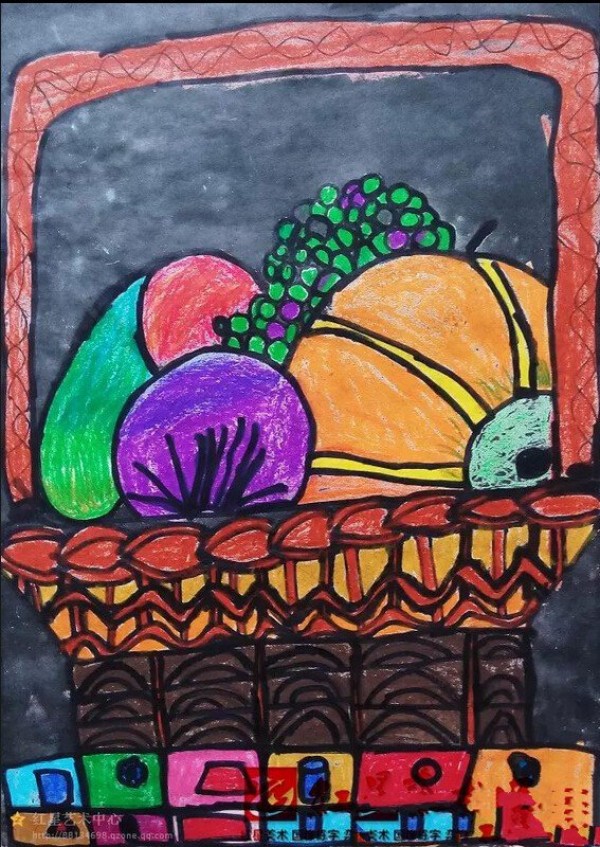 Appreciation of childrens crayon drawings of autumn vegetables