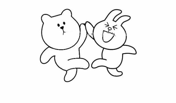 Simple drawing of Brown Bear and Coni Rabbit