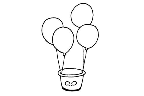 A set of beautiful simple drawing pictures of hot air balloons