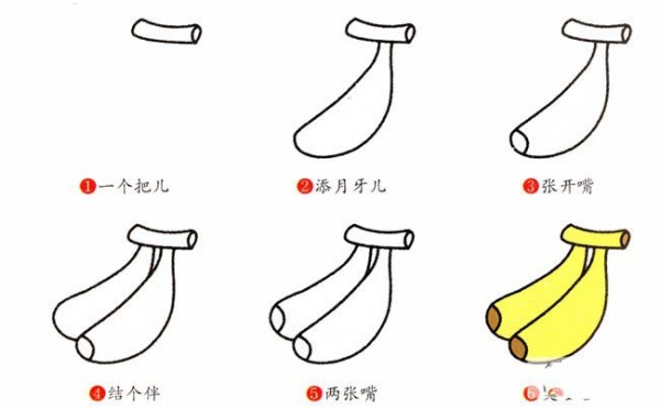 A complete collection of simple drawing tutorials. Step by step drawing of banana.