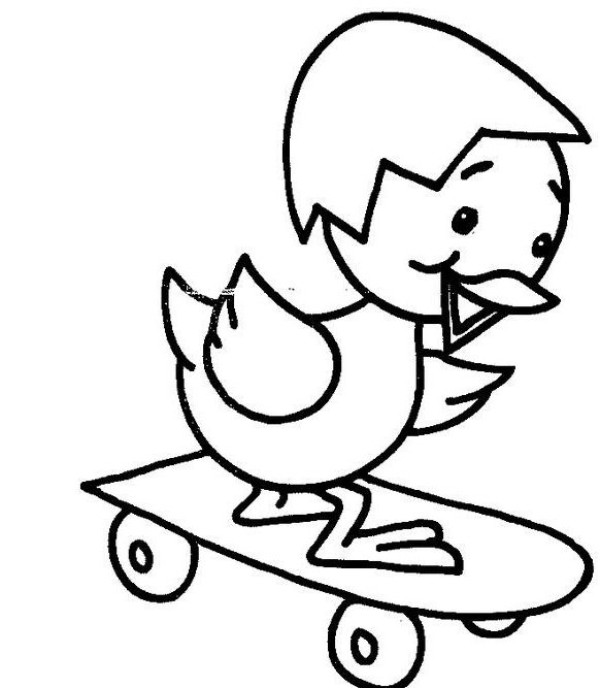 Happy chick skateboarding