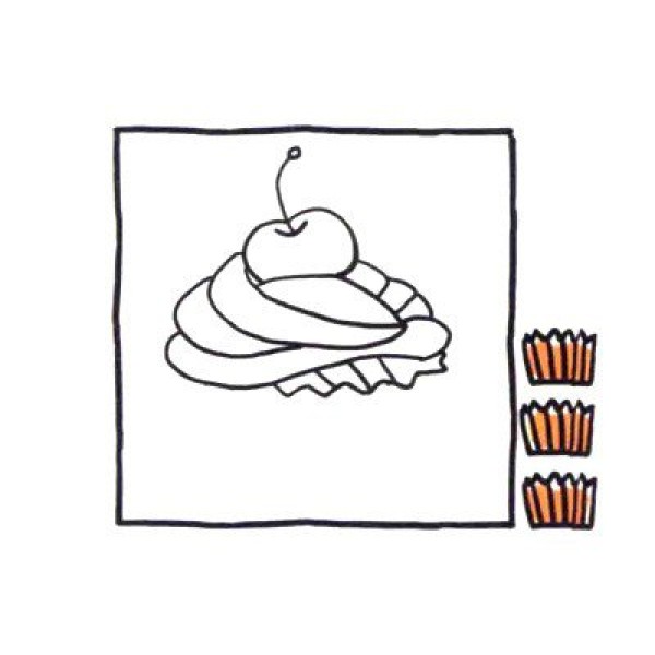 How to draw a cute simple drawing of cute and delicious cupcakes in four steps