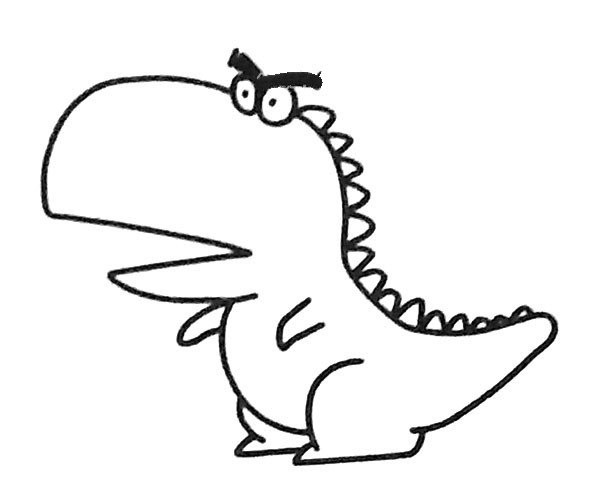 A set of simple drawing pictures of cartoon dinosaurs