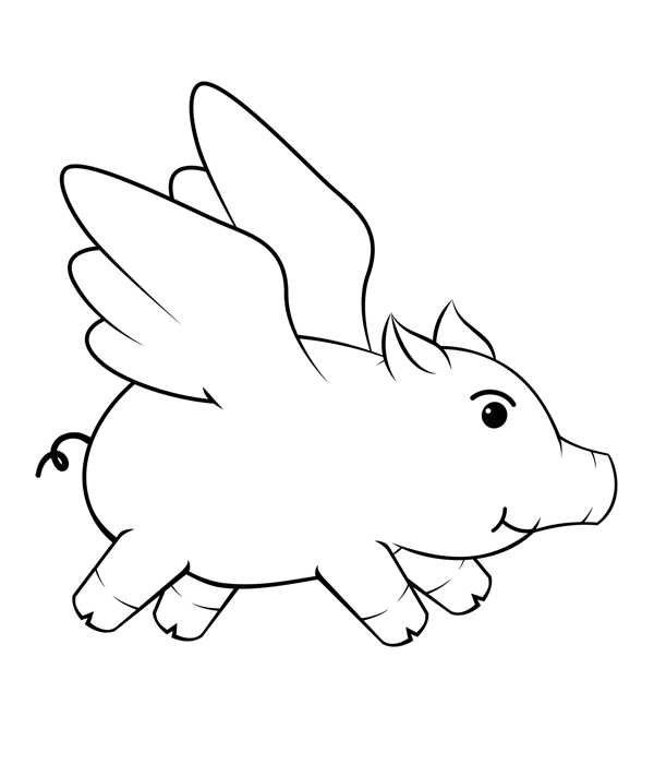 Little flying pig simple strokes picture