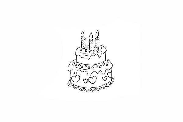 How to draw a double layer birthday cake