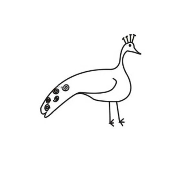 How to draw a simple peacock for children