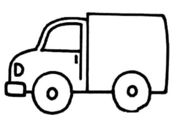 Simple drawing of a small truck driving