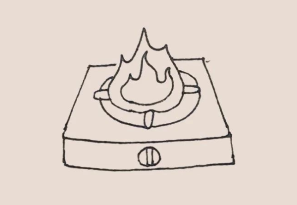 Simple drawing of gas stove