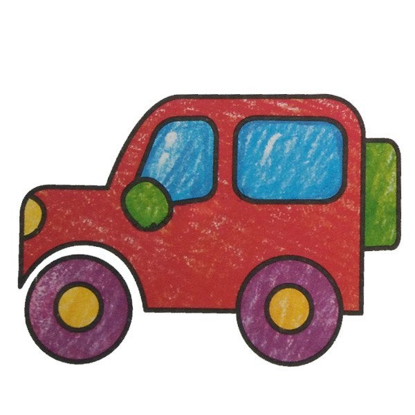 Children learn to draw a jeep