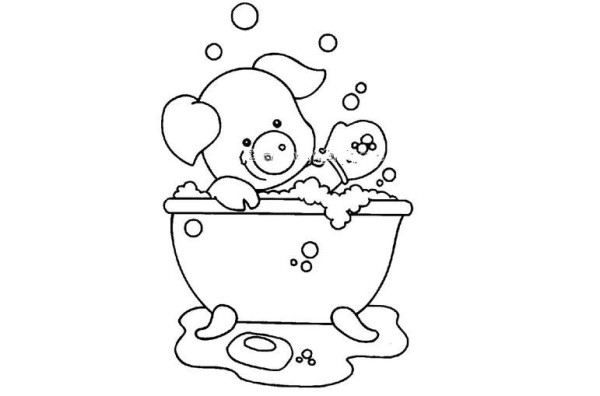 Piggy who loves taking a bath