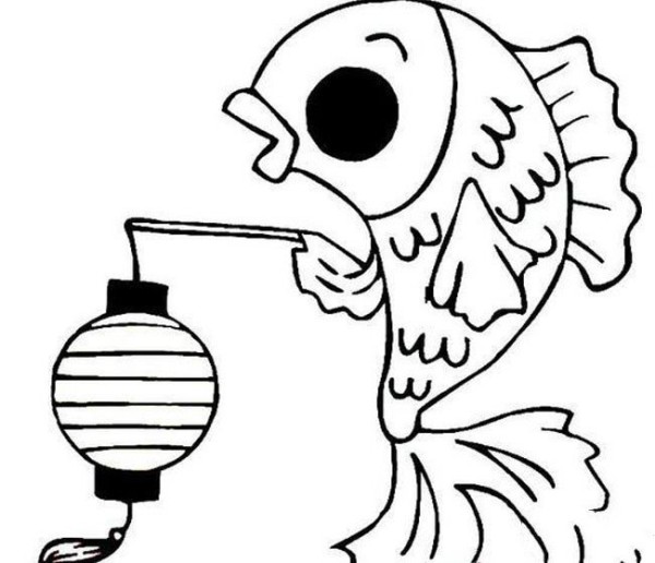 Simple drawing of holiday supplies Simple drawing of carp carrying lantern