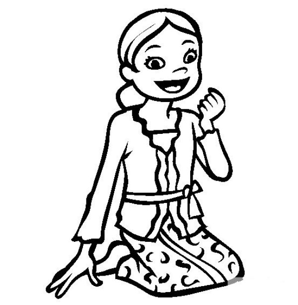 Simple drawing of the worlds national costumes. Simple drawing of a little girl in Bali, Indonesia.