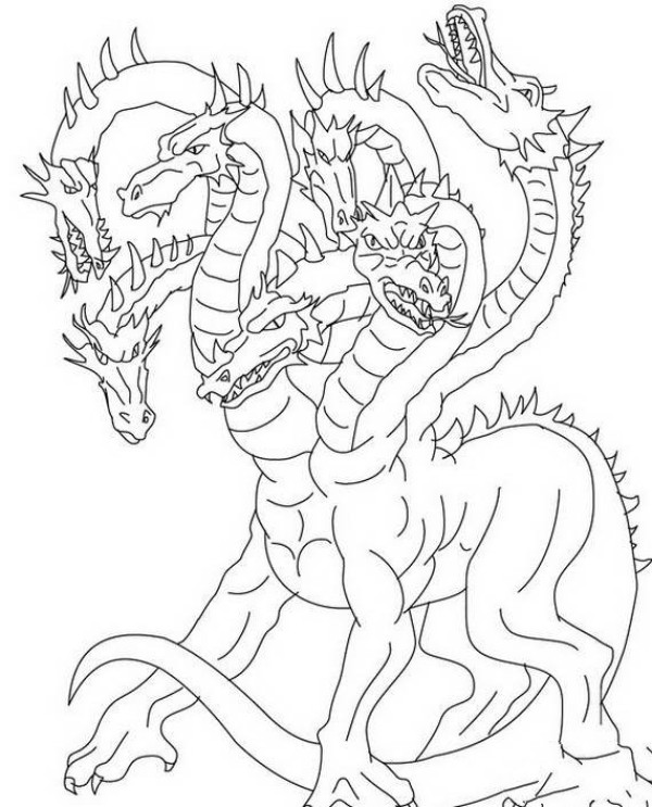 Seven-headed dragon simple strokes picture