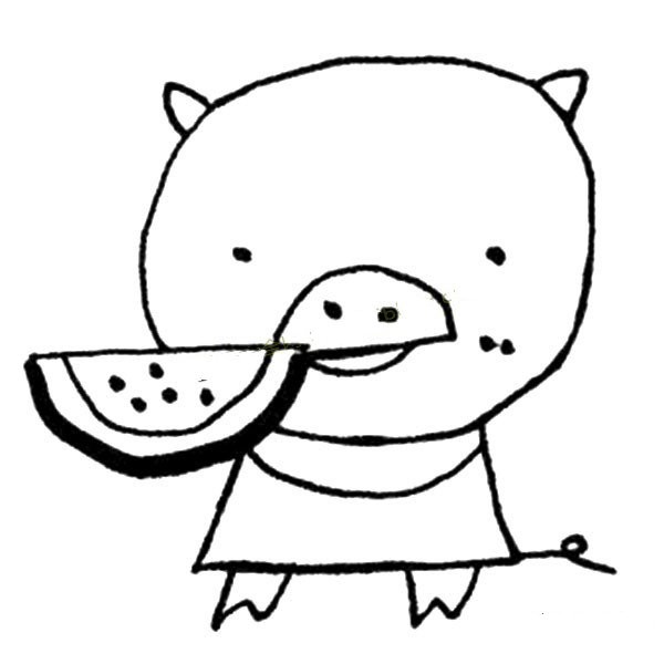 A set of cute cartoon pig simple drawing pictures