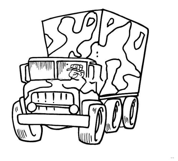 Camouflage military truck simple drawing picture