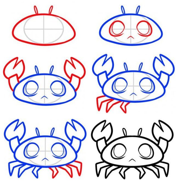 Cartoon crab simple drawing tutorial