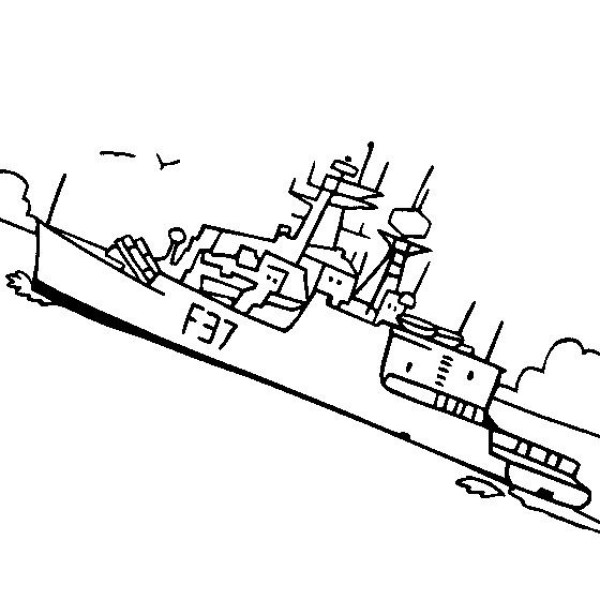 Simple drawing of transportation vehicle Simple drawing picture of frigate on the Brahmaputra River