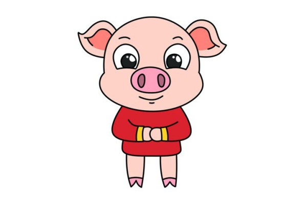 How to draw piggy greetings to the New Year