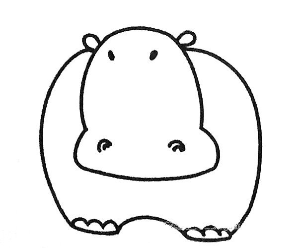 Six cute cartoon hippo simple drawing pictures