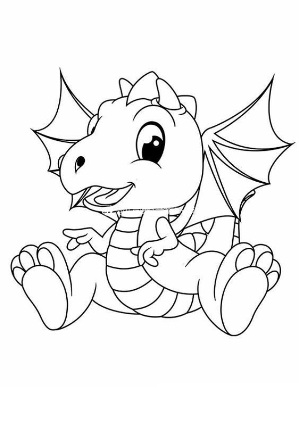 Cute baby dinosaur simple drawing picture