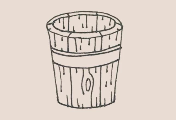 Simple drawing of wooden barrel