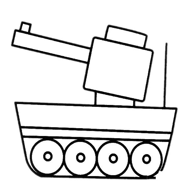 Simple drawing of a tank that is easy to draw