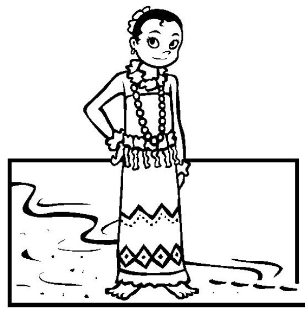 Simple drawings of the worlds national costumes Simple drawings of Samoan little girls