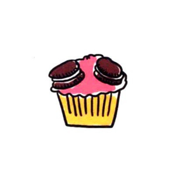 How to draw a cute simple drawing of cute and delicious cupcakes in four steps