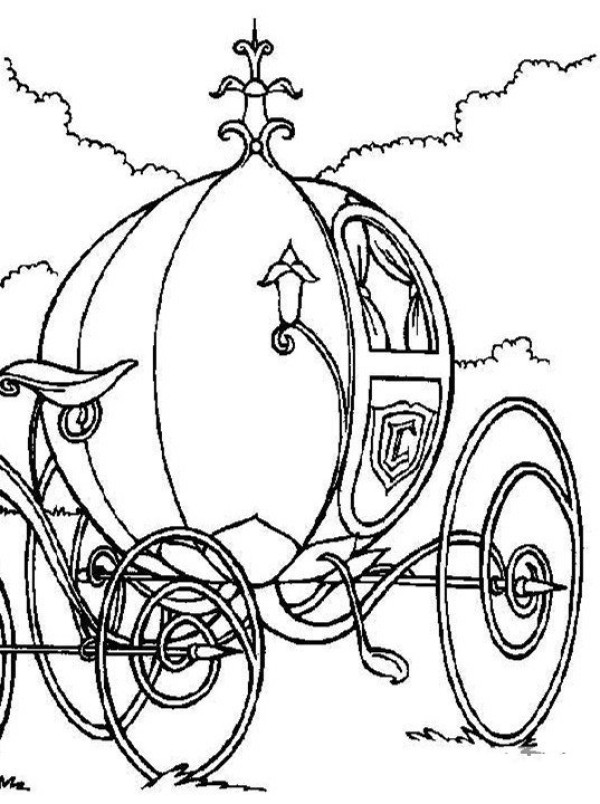 Simple drawing of transportation vehicle Simple drawing picture of pumpkin car