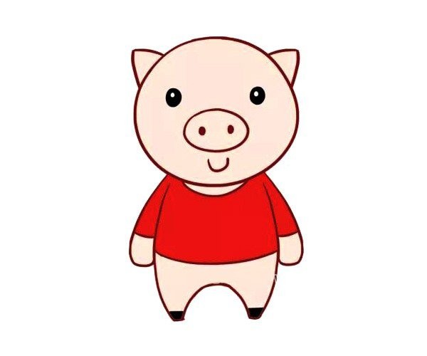 Fat and white cartoon pig