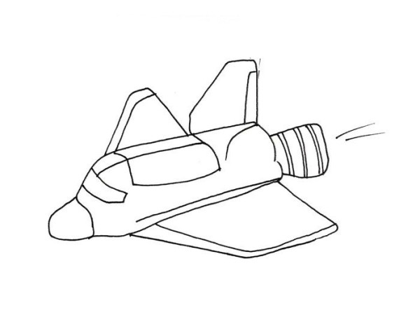 3 simple drawings of space shuttles