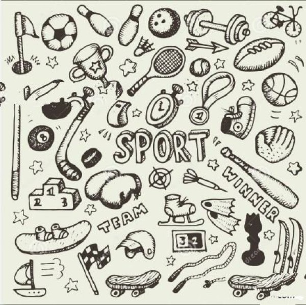 Simple strokes of sports equipment