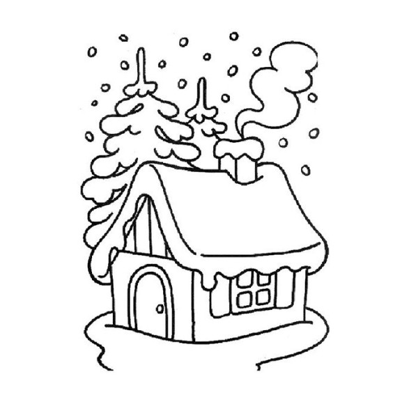 Simple drawing of winter home